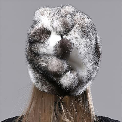 Czapka zimowa damska Ciepłe naturalne futro Pełna Pelt Ball Czapka śnieżna Eleganckie damskie grube czapki nar