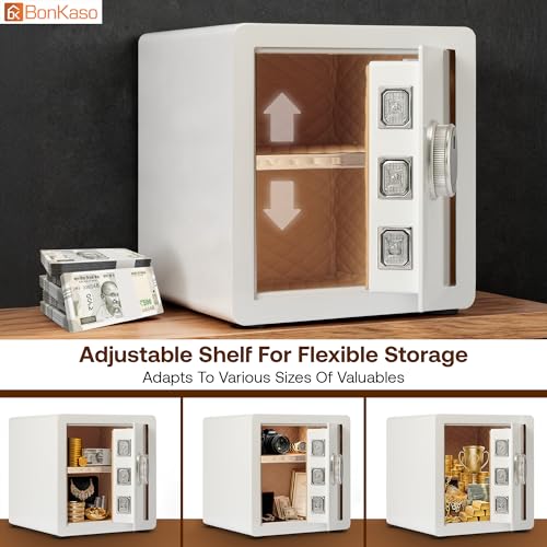 Image of BonKaso 51L Smart Security Safe | Fingerprint PIN Key Access | Adjustable Shelves | Heavy-Duty Metal | Built-in Alarm | Large Capacity Home Office Safe