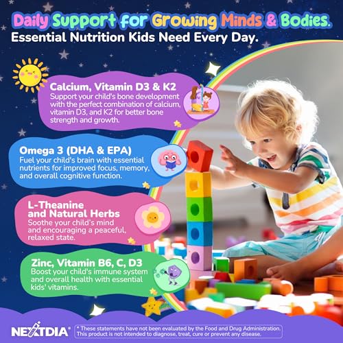 Image of Kids Magnesium Gummies + Calcium & Omega 3 for Sleep, No Melatonin, 120Cts
