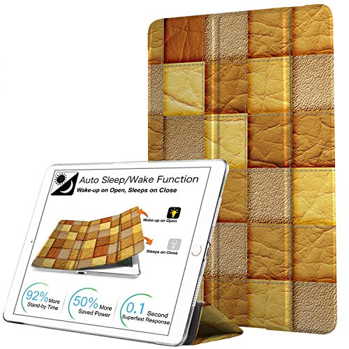 Image of DuraSafe Cases for iPad Mini 5th Gen 2019 7.9 Inch [ Mini 5 ] A2133 A2124 A2126 MUXH2HN /A MUXF2HN /A Printed Slim Lightweight Protective PC Dual Angle Stand Clear Flip Back Cover - Brown Patchwork