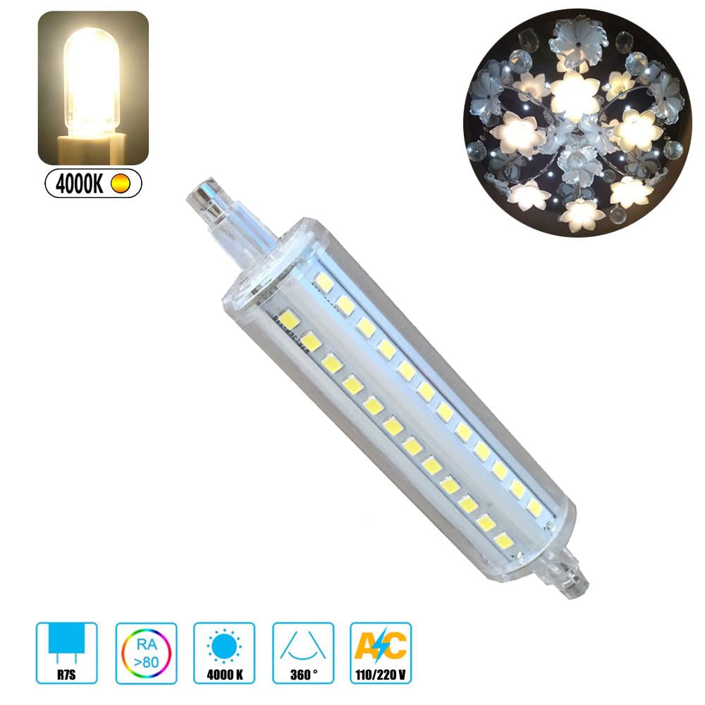 10W 1000LM R7S J118 118MM Bombillas LED Regulables R7S Base 100W Bombilla halógena de tungsteno Bombillas de Repuesto para iluminación de Taller Lámparas de pie (Paquete de 10)