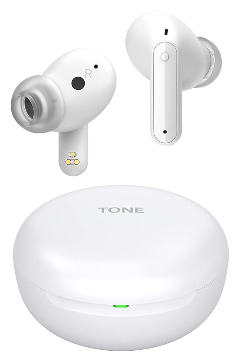 LG Tone Free Fp5W, Active Noise Cancellation, Swift Pairing, Medical Grade Ear Gels Tone Free App Bluetooth Truly Wireless in Ear Earbuds with Mic (White) at Rs. 8990