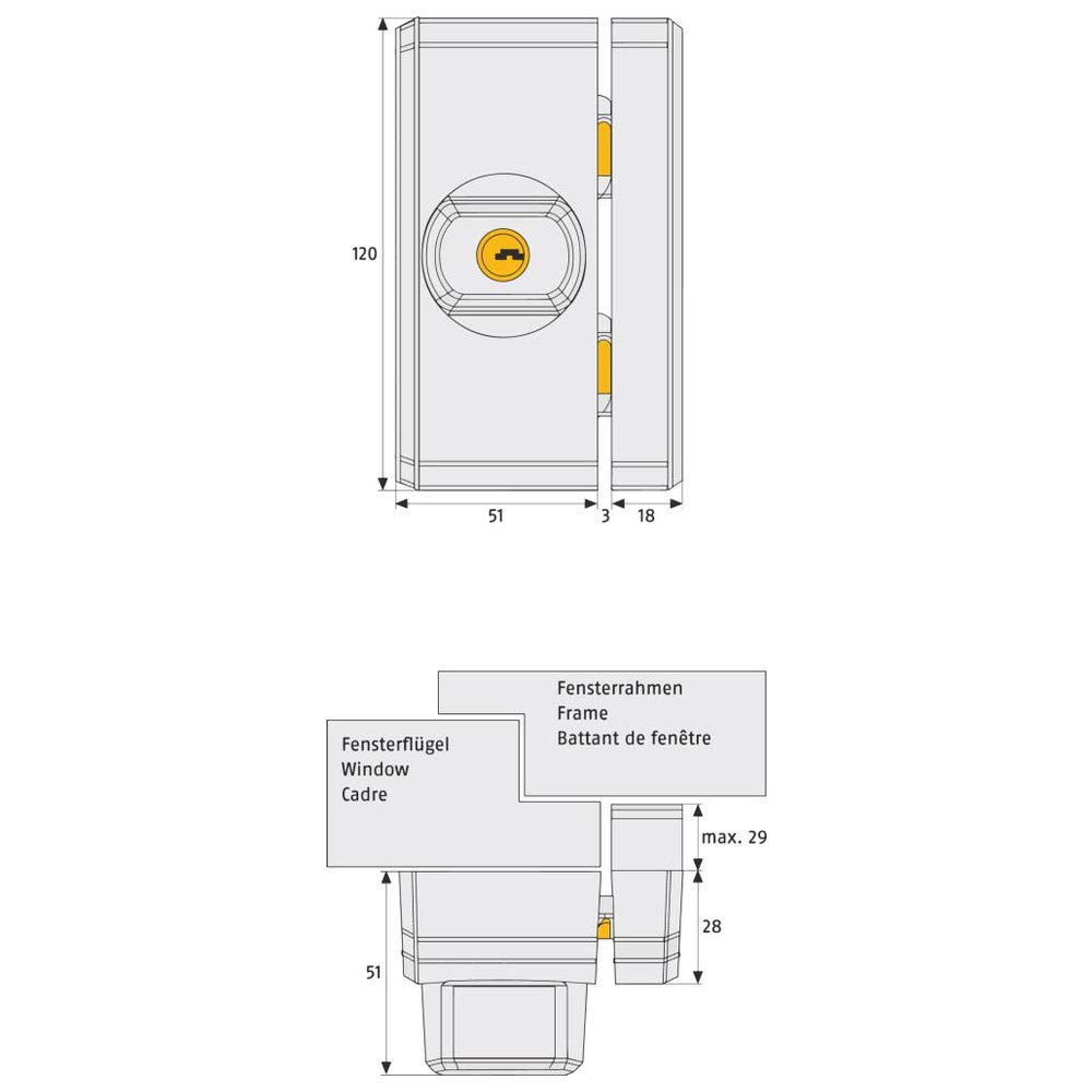 ABUS Seguro adicional para ventanas FTS96 AL0125 - Cerradura para ventana con dos pasadores de acero - Cierre Uniforme - Nivel de Seguridad ABUS 10 - 31744 - Marrón