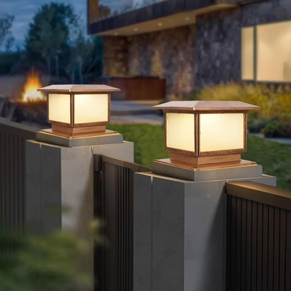 Lámparas Solares Para Postes, Grandes Luces Para Postes Exterior, Modernas Luces Para Columnas IP65 Impermeables Para Pedestal, Pilar, Lámpara Solar Para Columna Valla Terraza Iluminación Exterior
