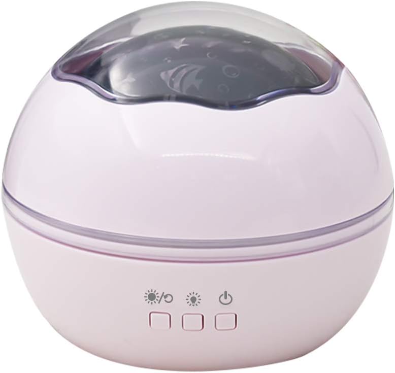 Starry Sky and Sea World Night Lights, Moon, Stars, Marine Life Projection Lamp, 8 Lighting Modes, Rotatable, USB and Battery Operated Moods Lights for Baby, Children, Nursery (Pink)