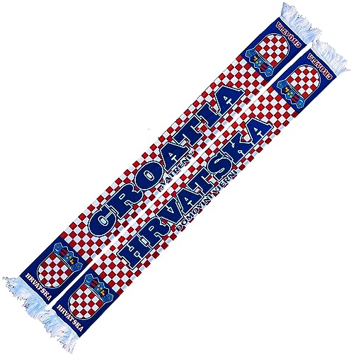 Generisch Croatia Scarf, Blue, Silk, Graphic Pattern, Unisex-Adults, 145 cm x 17 cm, 100% Polyester, Washable at 30°C