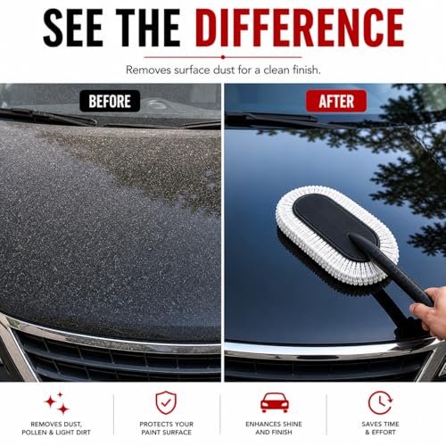 Image of FALCON ONE Car Duster | Wax-Coated Microfiber | Scratch-Free Exterior Cleaner | 65 CM (1)