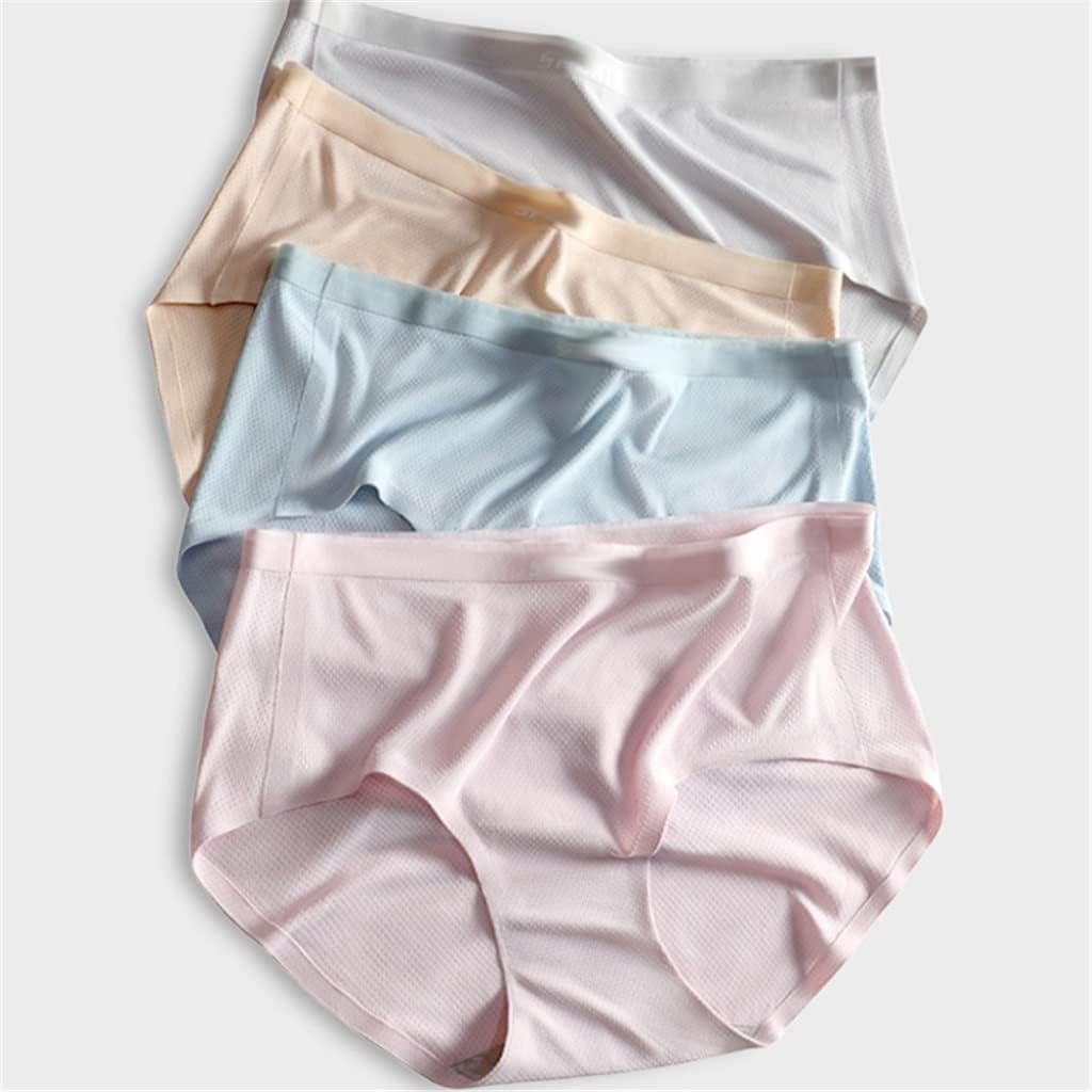 4-pack Modal Women's Panties Thin Ice Silk Seamless Mid-waist Briefs