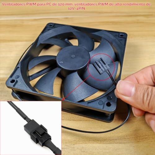 Miniatura 5 de Gebildet Ventiladores Para Caja De Computadora De 120mm,Color Negro De Alto Rendimiento,12v Cc,Bajo Nivel De Ruido,Pwm De 2 Pines,1200 Rpm,Cojinete Hidráulico,Larga Vida Útil,Hasta 30 000 Horas
