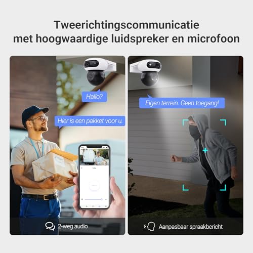 EZVIZ C90 Dual 8MP (4MP+4MP) Beveiligingscamera Buiten Wifi, 360° Camera Buiten Nleurennachtzicht, Camera Beveiliging Wifi AI-detectie van Personen/Voertuigen, Tweerichtingsaudio, Alexa, Waterdicht - Afbeelding 5