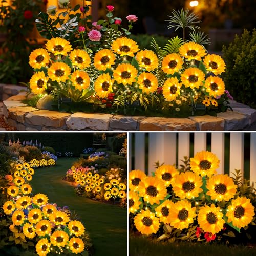 Ahaorigin 3 Pack Solar Sunflower Garden Stake Lights - image 6