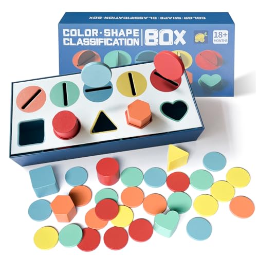 Goujfol Juguetes para Clasificar Colores y Formas, Madera Juguetes para Apilar y Encajar, Montessori Juguetes Niños, Sensoriales Juego Bebe Regalo Niño 3 4 5 Año