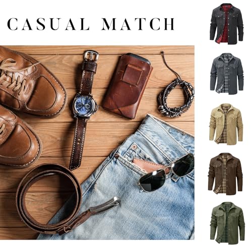 Flannel Lined Shirt Jacket for Men Lightweight Snap Button Western Cowboy Shirts Jackets Shacket 6