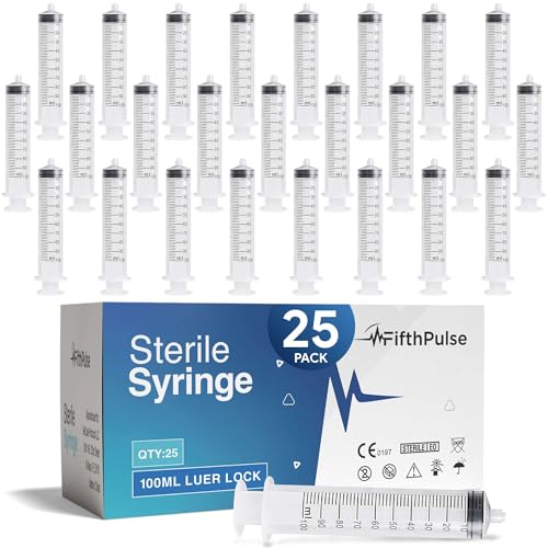 100 ml Luer Lock Syringes, 25-Pack, sterile