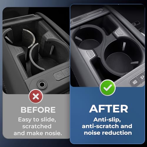 Image of Center Console Cup Holder Inserts for KIA EV9 2026 2025 2024 (Only for Land AWD, GT-Line AWD), Interior Accessories TPE Cup Holders Covers Protector for 2024-2026 EV9, Black