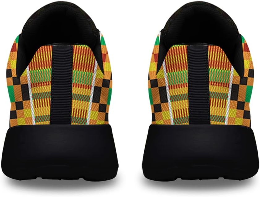 Sonzj-II Womens Kente African Print Shoes Men Ethnic Tribal Walking Tennis Running Sneakers Kente Shoes Gift for African American