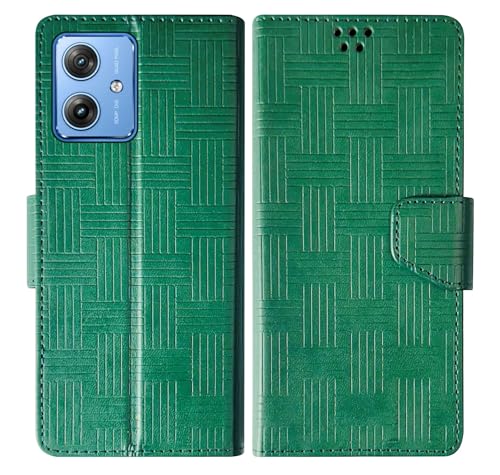 SBMS Flip Cover for Motorola Moto G64 5G / G54 5G Back Cover Case with Magnatic Closure | Inbuilt Stand | Card & Money Pocket (Mat Green)