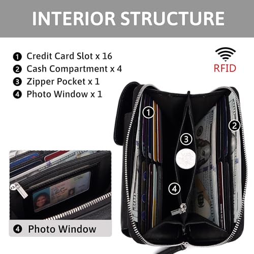 Pearl Angeli Genuine Leather Crossbody Cellphone Bag for Women RFID Blocking Small Phone Wallet Purse with Shoulder Strap3