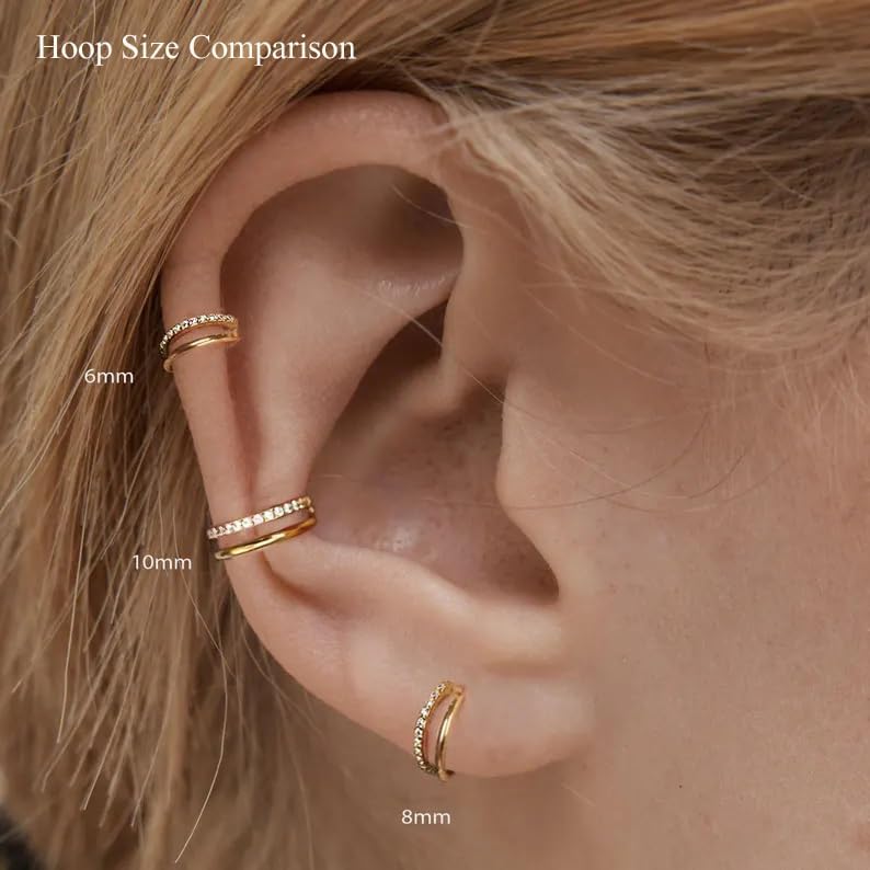 3PCS Titanium Earring Nose Ring, Cartilage Piercing Helix Earring Tragus Piercing for Women Rook Hoop Ear Stacks - Image 3