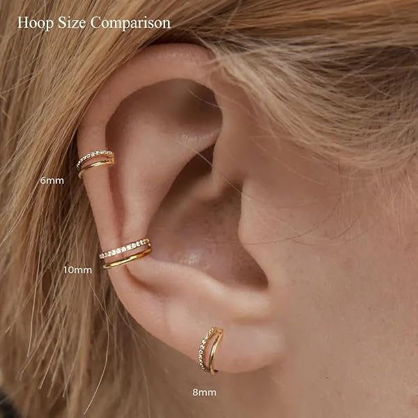 18G Helix Piercing Jewelry Titanium Cartilage Earrings for Women Cartilage Hoops Double Hoop Nose Ring by NONTAI - Used condition - Image 3