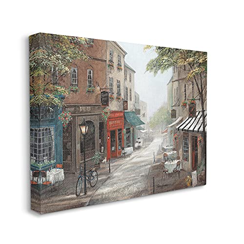 Image of 'Classic European Urban Street Vintage Bistro'| Canvas Art | Stupell Industries | 30 x 24 Inches, Easy to Hang and Sturdy, Made in USA, by Ruane Manning
