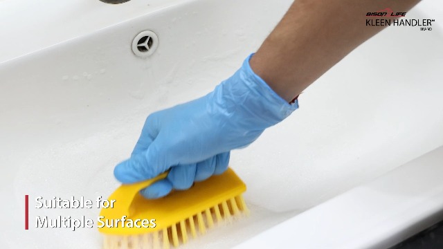 Image of KLEEN HANDLER Iron Handle Scrub Brush for Household & Commercial Cleaning for Shower, Bathroom, Sink, Kitchen, Bathtub, Floor Scrubbing, 6 Pc - Yellow