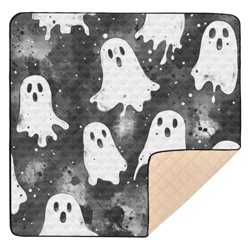 BOESI Watercolor Ghost Baby Play Mat, 50“ X 50” Washable Folding Crawling Mat, Baby Floor Mat, Soft, Non-Slip