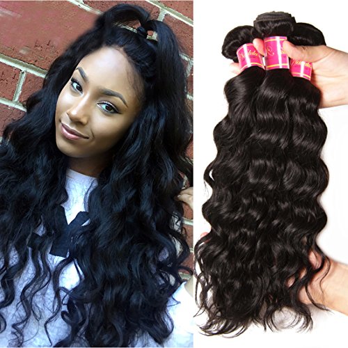 Nadula Brazilian Natural Wave Remy Virgin Human Hair Pack of 3 Unprocessed Virgin Hair Bundles Natural Color (22 24 26inch)