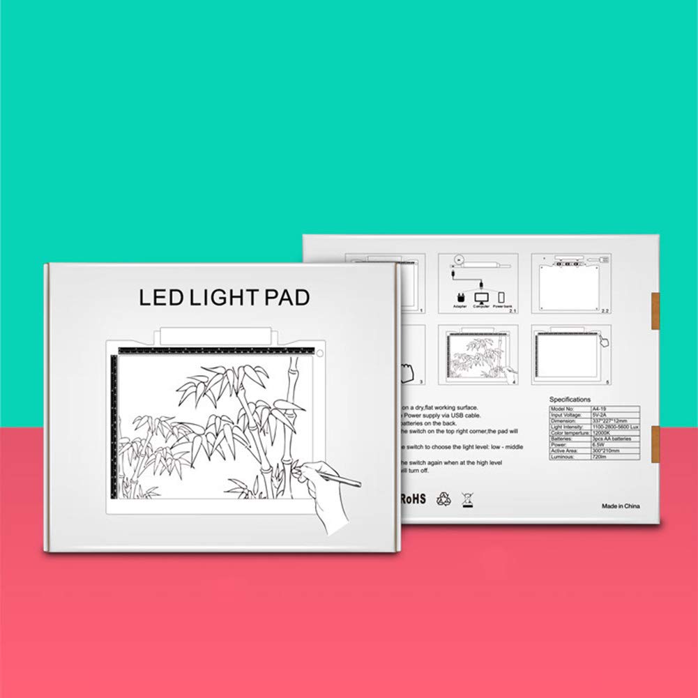 Mise À Niveau du Tampon De Traçage A4, Boîte À Lumière USB Et Alimentée par Batterie, Tableau De Copie avec Échelle, Bloc De Dessin À Gradation À 3 Niveaux
