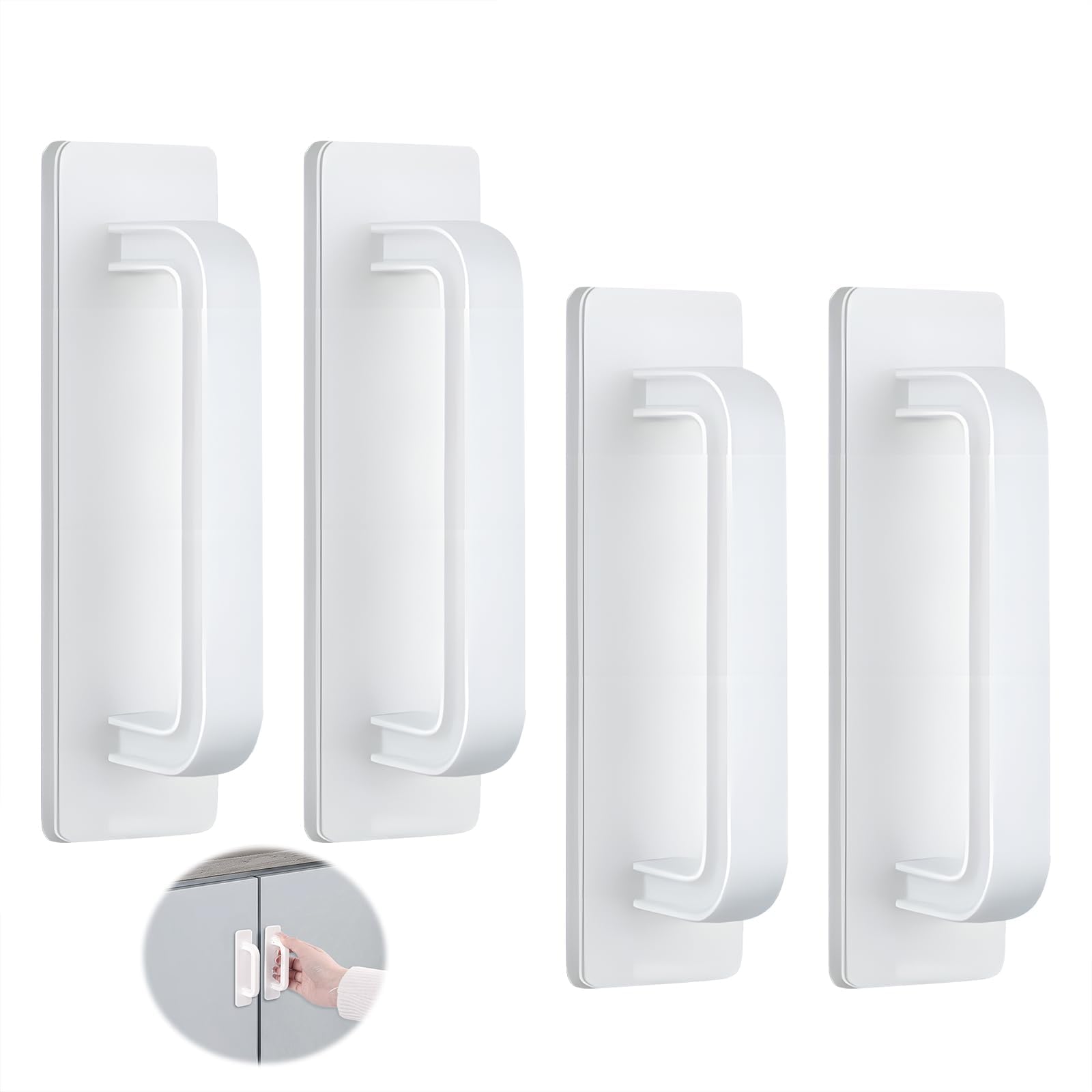 4 pezzi autoadesivi maniglie bianche, maniglia porta scorrevole, armadio da 10 x 2,5 cm, senza foratura, esterni, maniglie per mobili per armadi da cucina, armadi, finestre