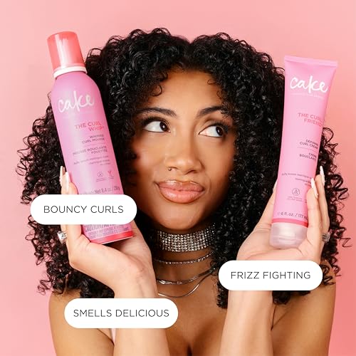 Image of Cake Beauty Curl Defining Cream & Whipped Curl Mousse Limited Edition Gift Set with Free Pink Pouch, Curly Hair Styling Products for Moisture, Definition & Hold