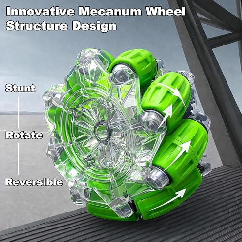 Image of VGRASSP Dual Control Twisting Drift Stunt Car Toy for Kids with Remote Control and Gesture Wrist Controller - Rechargeable 360 Rotating RC Car Toy with LED Lights, Sound Effects - Green