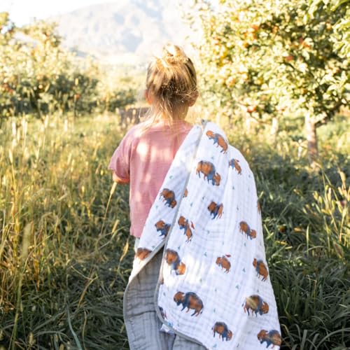 Image of Little Unicorn Muslin Quilt Blanket | 100% Cotton Soft Multi-Layered Muslin Fabric | Toddler & Baby Blanket | 47 inchx47 inch | for Nursery, Crib, Shower Gifts (Bison)