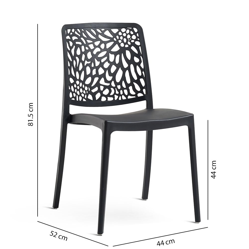 SIEDITI FUORI E DENTRO Sillas de Jardin en polypropylène Avec Fibre de verre, Sillas empilables pour extérieur ou intérieur, Design Moderne et Naturel - Sole (4 Sillas, Negro Antracita)