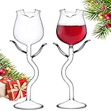 INFTYLE Rose Cocktail Glass Wine Goblet Glasses Flower Drinkware Set of 2, Crystal Champagne Flutes Classy Red Wine Glass, Ideal Gifts for Housewarming, Wedding, Birthday Celebrations