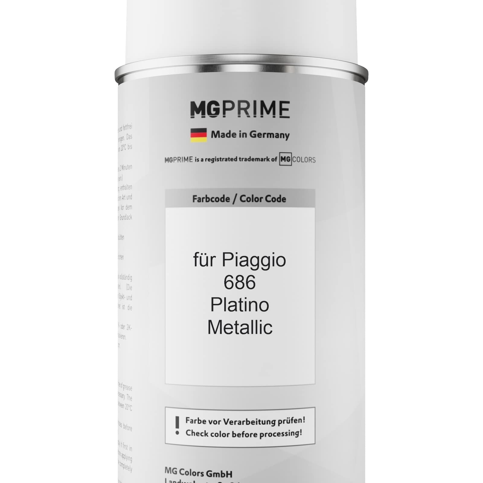 MG PRIME Lakier samochodowy w sprayu do Piaggio 686 Platino Metallic +2K