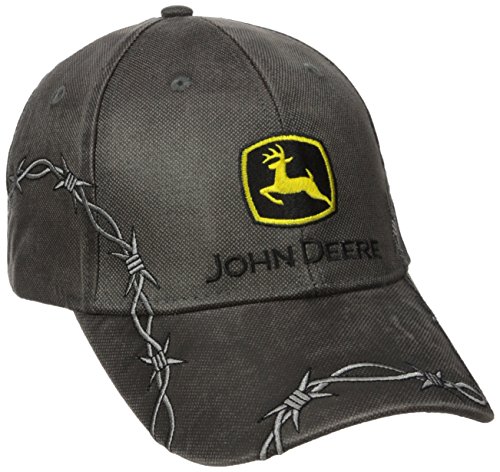 John Deere Embroidered Logo Waxed Cotton Baseball Hat - One-Size - Men's - Charcoal