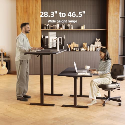 Image of Claiks Electric Standing Desk, Adjustable Height Stand up Desk, 48x24 Inches Sit Stand Home Office Desk with Splice Board, Black Frame /Deep Black Top