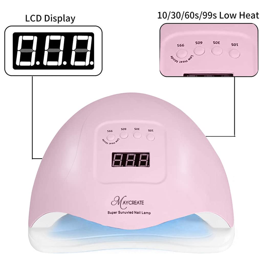 MAYCREATE® 120W UV LED Nail Lamp - Faster Nail Dryer Gel Polish Light,UV Gel Lamp With 36 Light Beads & 4 Timer Setting,Professional Curing Lamp for Fingernail and Toenail (Pink) 1