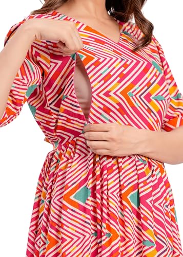 Image of JAIPURFAME Stylish Women's Pure Cotton All Over Printed Kurti Gown, Maternity Dress, and Feeding Dress - Comfortable and Elegant Maternity Wear for Women