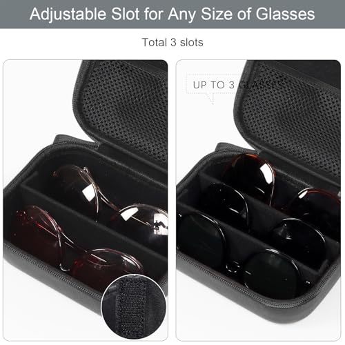 Bukere Travel Sunglasses Organizer Case, PU Leather Adjustable Slots for Multiple Glasses, Hard Eyewear Box for Men Women by Bukere - Image 2