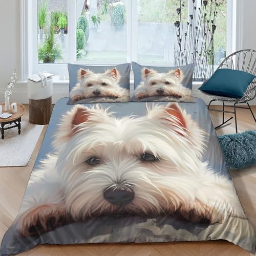 Housse de Couette Microfibre Hypoallergénique Anti-Plis King avec Zip Schnauzer - 4