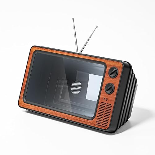 Akasooda スクリーンアンプ スマホ拡大鏡ホルダー テレビ型 スマートフォン用 5倍 画面拡大鏡 スマホ拡大スクリーン 見やすい 12インチ (レッド)