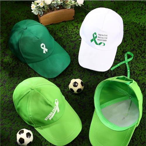 Image of 15 Pcs Mental Health Awareness Baseball Cap Green Ribbon Trucker Hats for Mental Health Kidney Cerebral Palsy Awareness