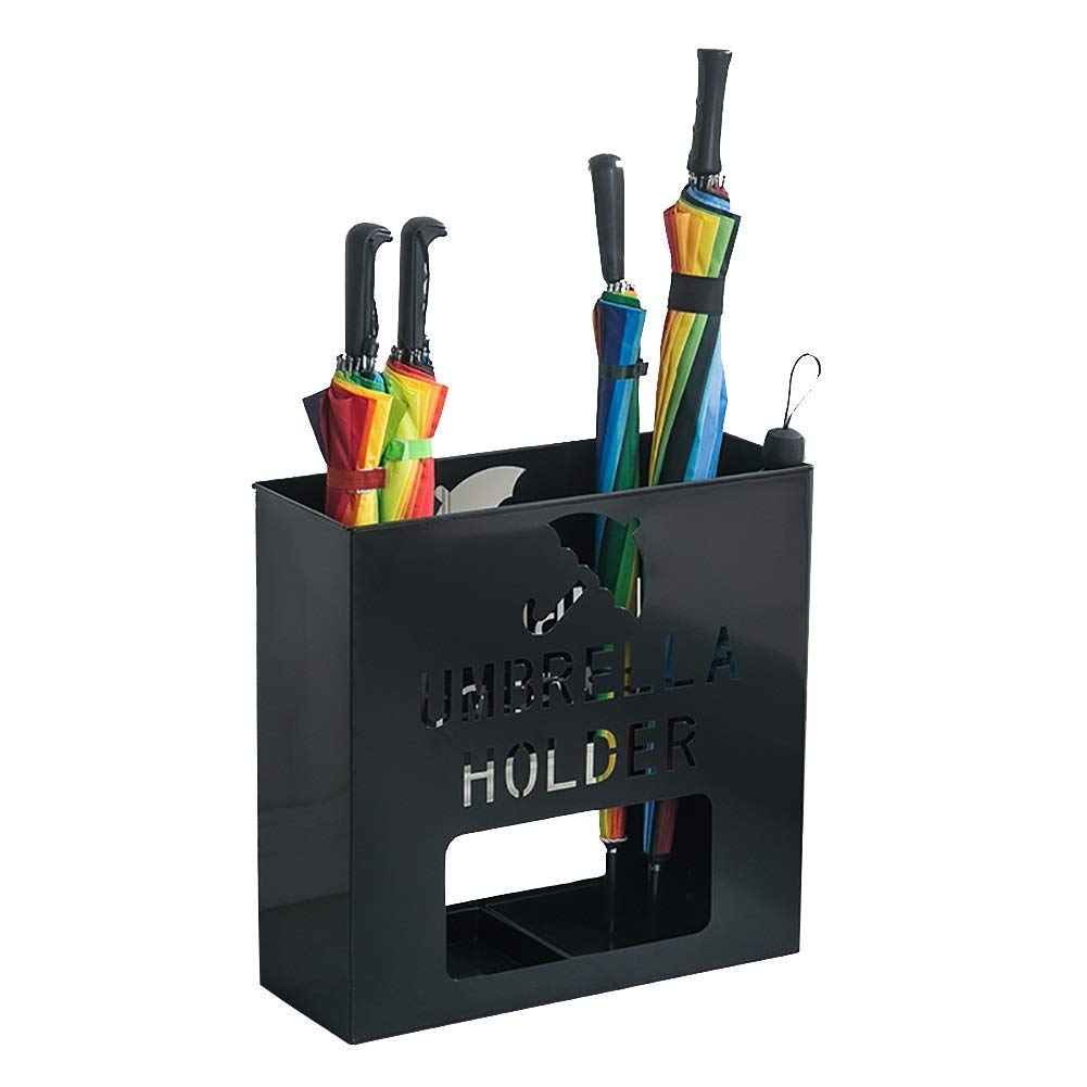 Porte-parapluie rectangulaire en métal résistant pour organiser les entrées encombrées en taille L