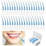 60 Stück Interdentalbürsten, Gum Soft Picks, Zahnzwischenraumbürsten Interdentalbürsten Gum Soft Picks Pro Tragbare, Gebogene Form Zum Reinigen Schwer Erreichbarer Zwischenräume (Blau)
