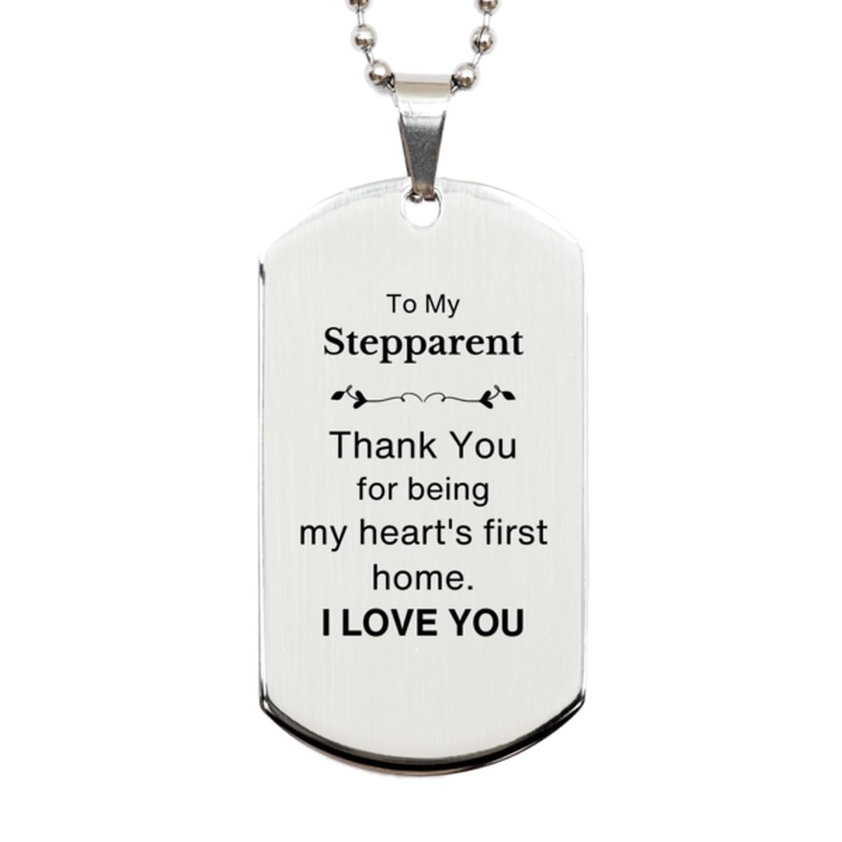 CUCOLUS Stepparent Gift. to My Stepparent, You're My Heart's First Home. Silver Dog Tag for Stepparent. Appreciation Gifts for Birthday. Thank You Message Gift