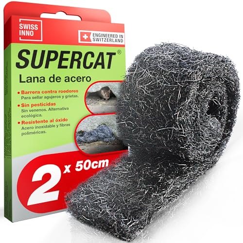 SWISSINNO Lana de Acero Anti roedores -antiratas y Ratones- – Malla roedores INOX Reutilizable para sellar Agujeros – Repelente de Ratas y plagas, contra Insectos – 2 Unidades