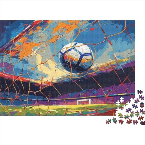 SoccerGoalNetArt 1000 Teile Kunst Fußball Puzzle aus recyceltem Karton Lernspiel Entspannung für Erwachsene Wanddeko & Geschenke zum Verschenken & Kreativität 52x38cm