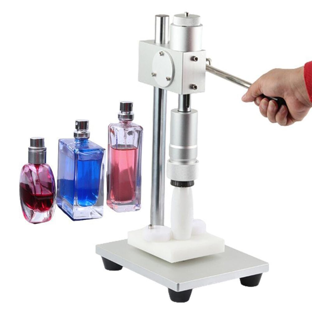 Tappatrice Manuale per Profumo, Strumento per sigillare Profumo da 13 mm/15 mm/18 mm/20 mm, tappatore ad Altezza Regolabile, Design a Leva, pressatura Facile, per plastica, Metallo 18 mm